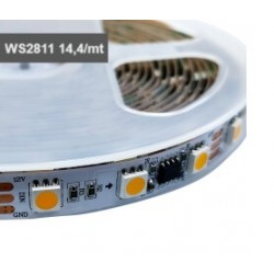 Tira PIXEL LED Digital 5 mts Flexible 24V 14,4W/mt 60 Led/mt WS2811 5050 IP20 Blanco Cálido, rollo 5 metros